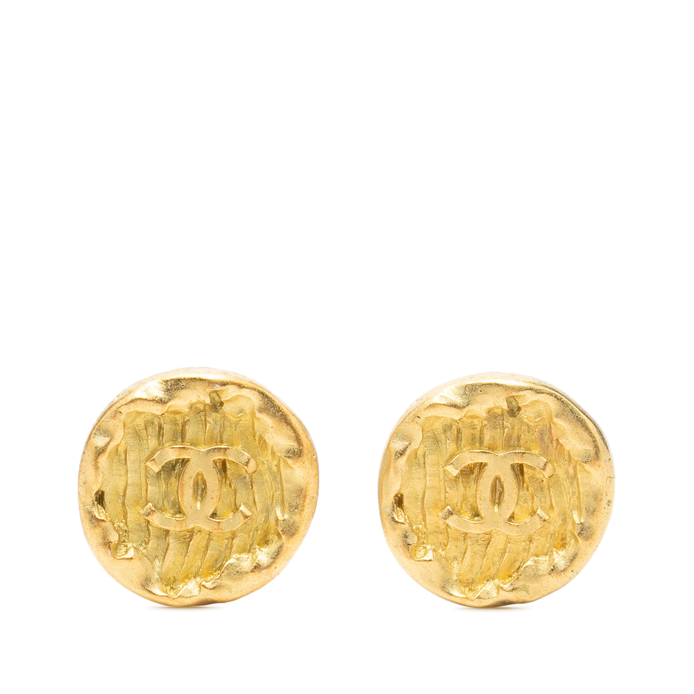 Pre-Loved Chanel CC Gold Plated Round Clip On Earrings